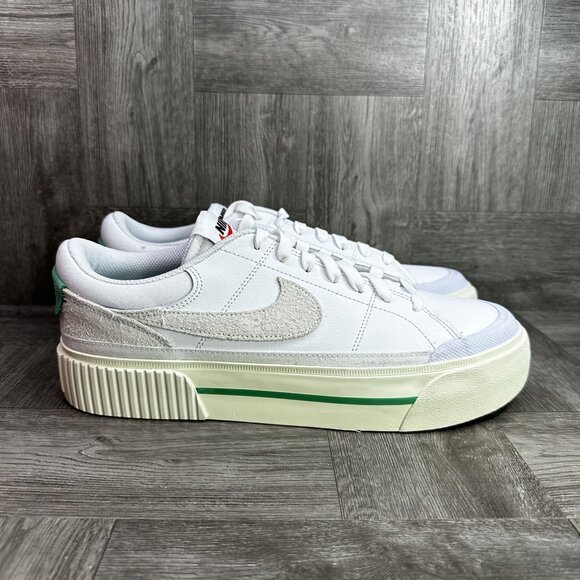 Nike Court Legacy Lift Women's size 11.5 White Green Casual Shoes - Picture 1 of 7